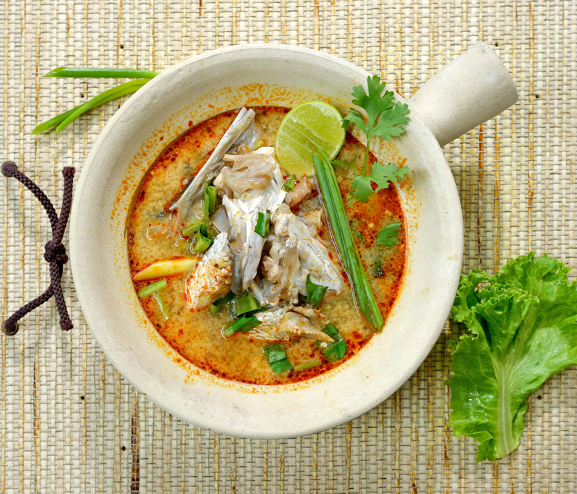 Thai Style Fish Head Curry Flat Lay Shot Wallpaper