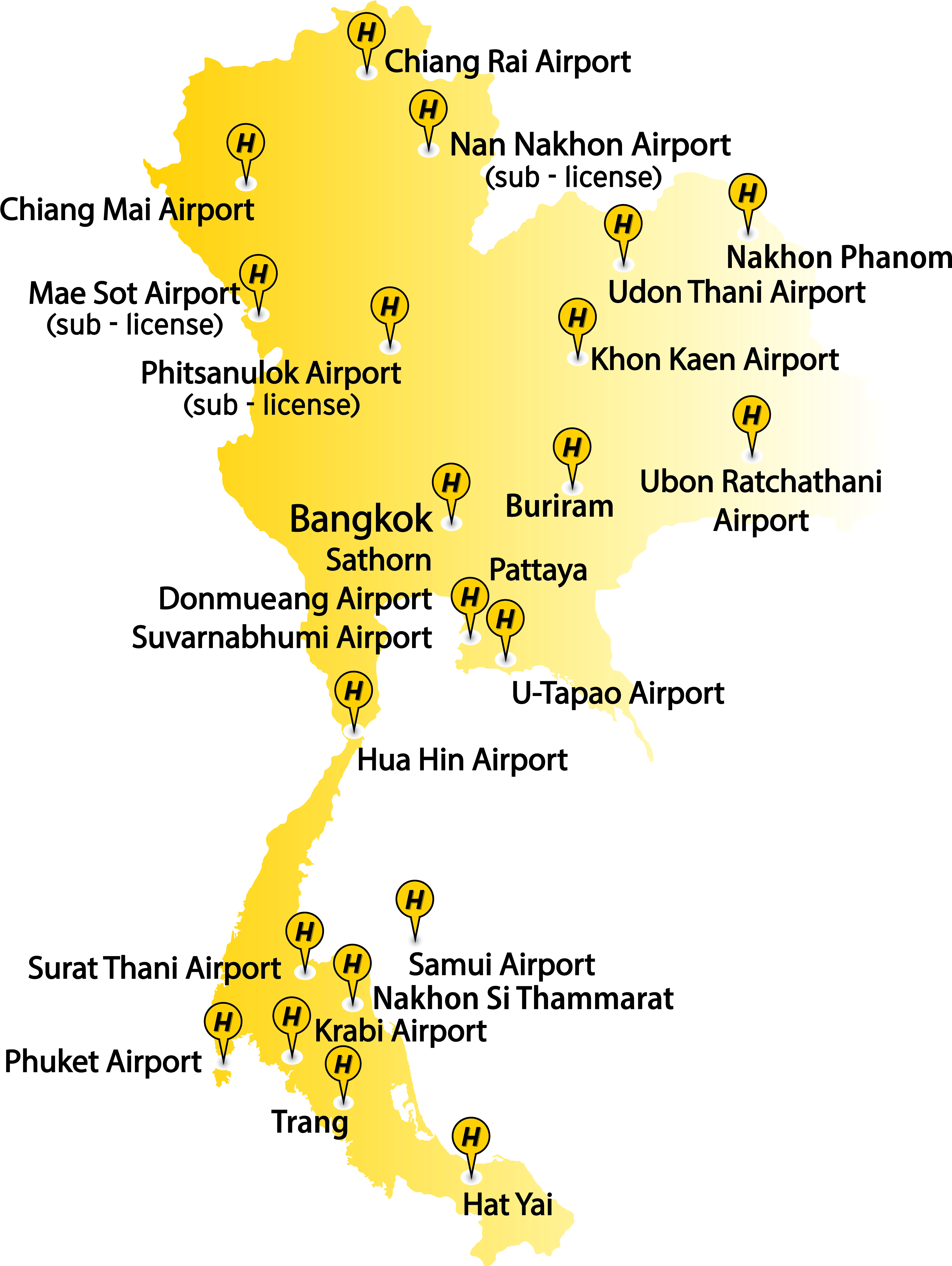 Thailand Airport Map PNG