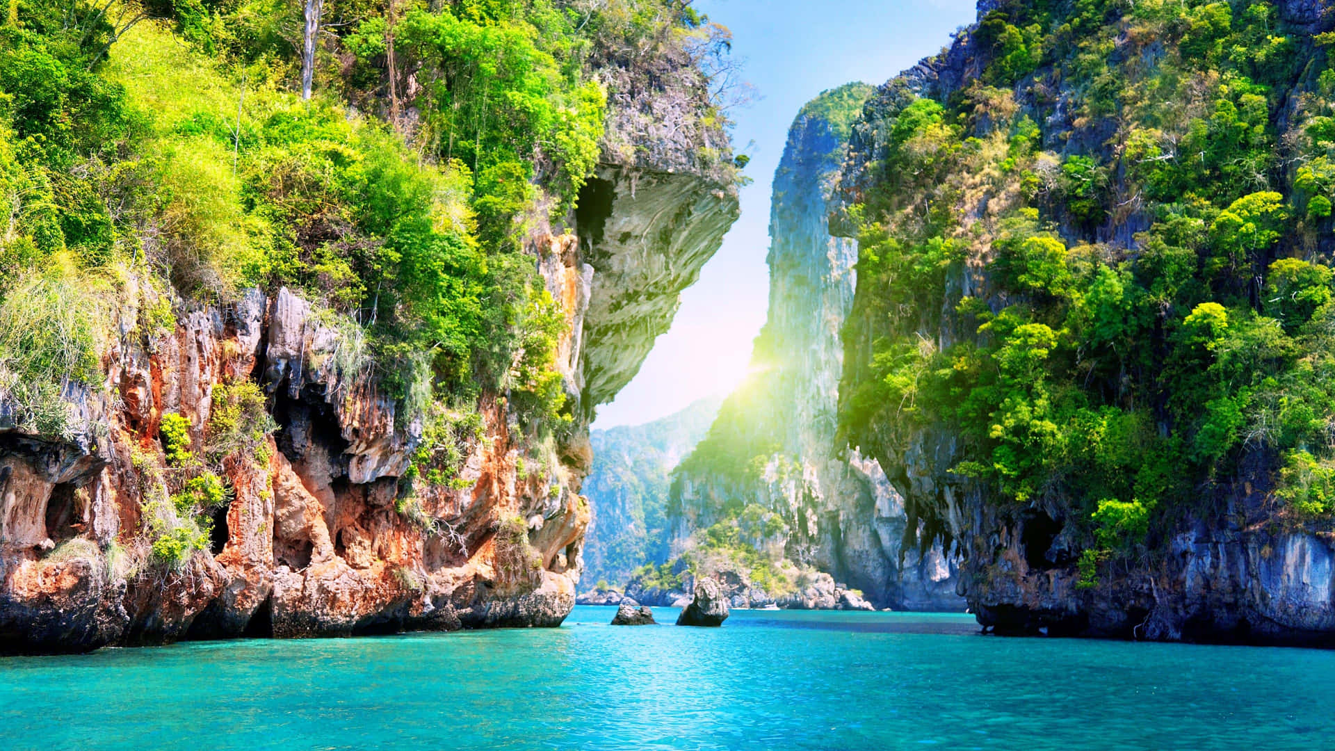 Pristine Thailand Strand Bij Zonsondergang Achtergrond