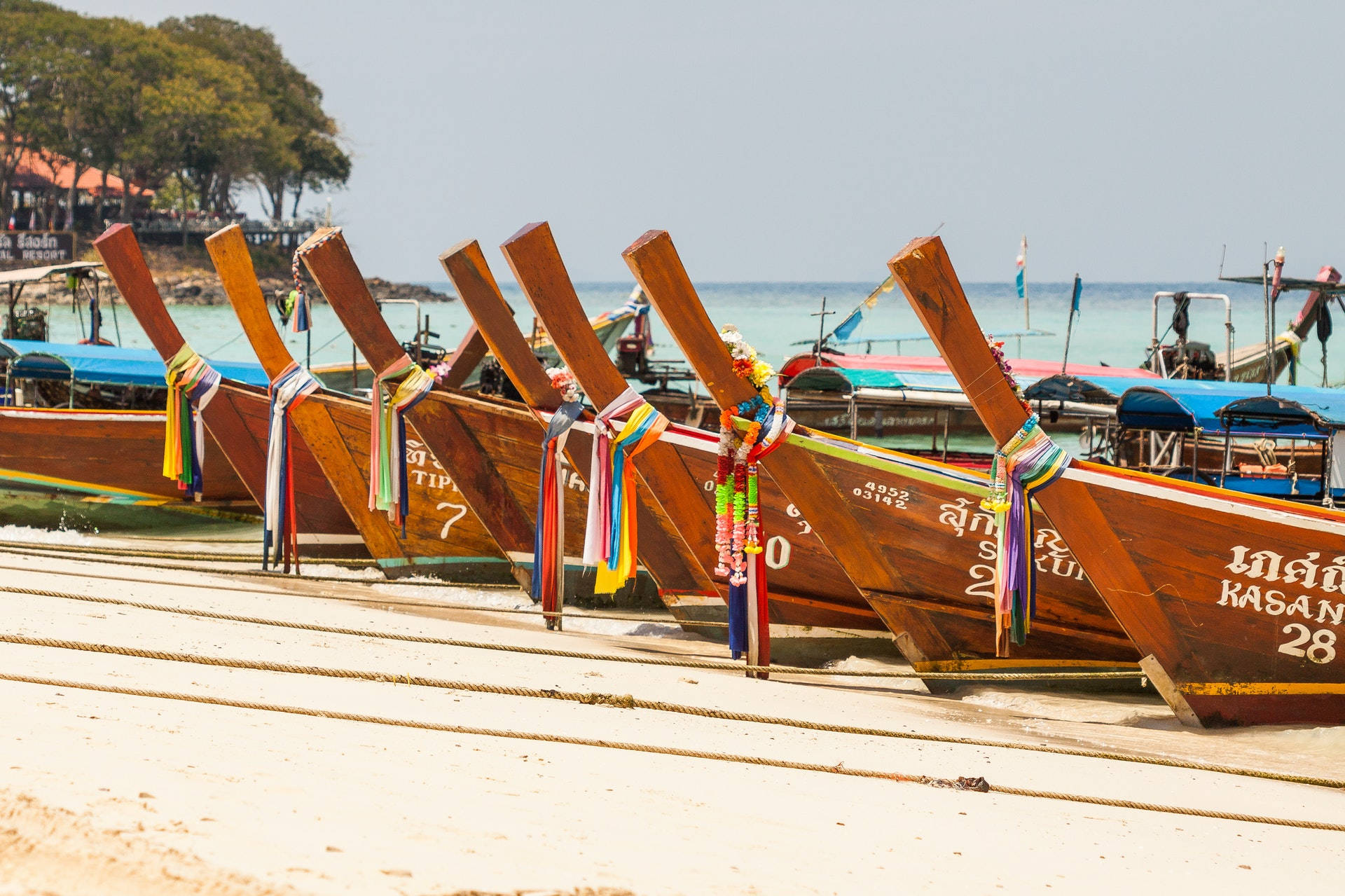 Tailandia Barche Da Spiaggia Sfondo