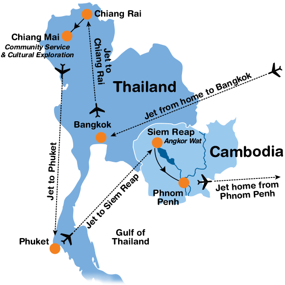 Thailand Cambodia Travel Map PNG
