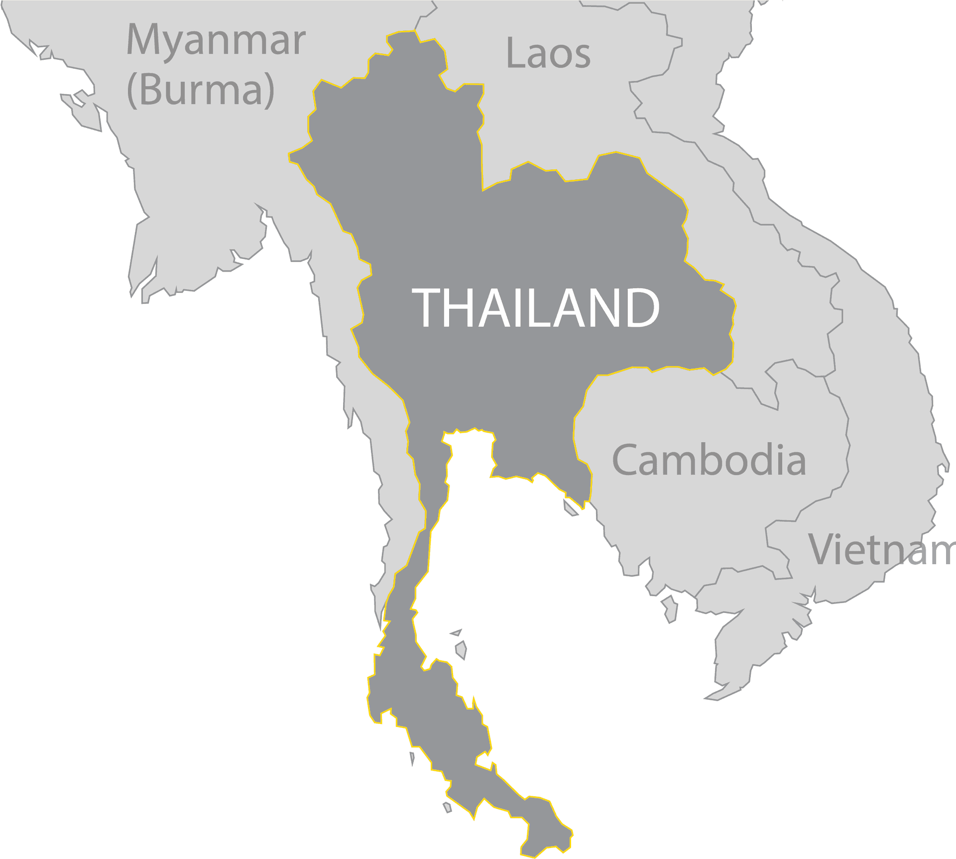 Thailand Map Highlighted PNG