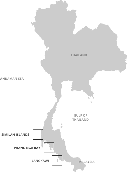Thailand Map Highlighting Andaman Sea Islands PNG