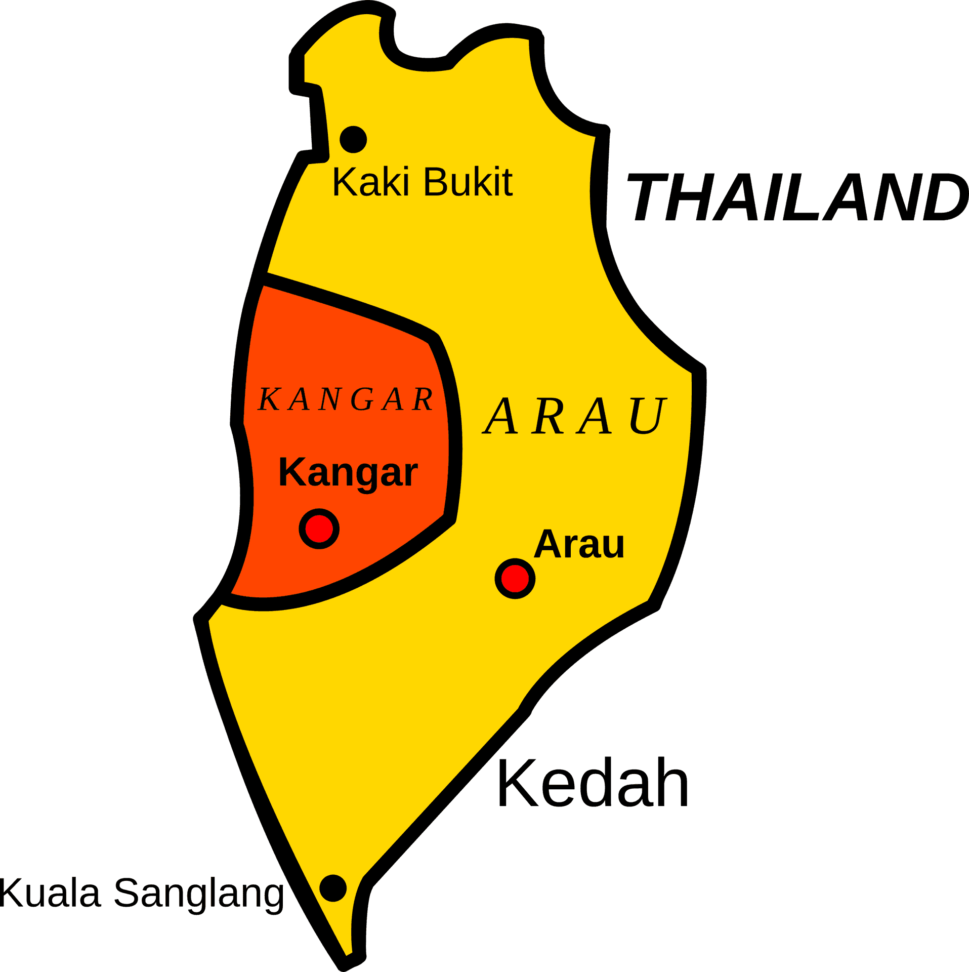 Thailand Map Kangar Arau Kedah PNG