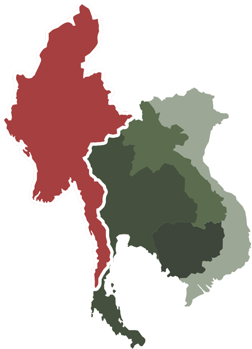 Thailand Map Regions Color Coded PNG