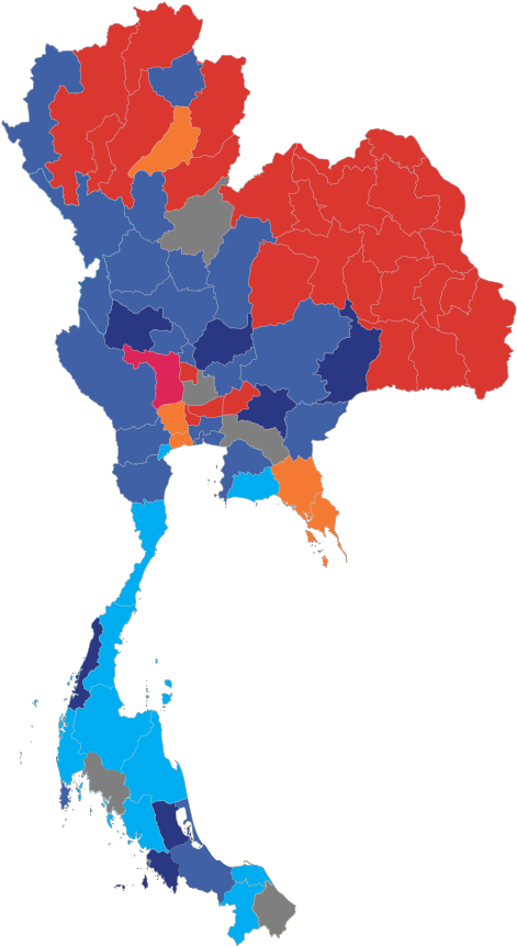 Thailand Political Map Color Coded PNG