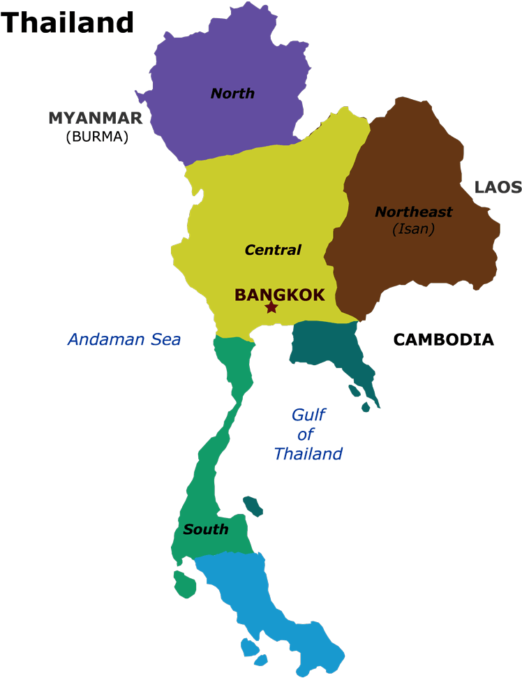 Thailand Regional Division Map PNG
