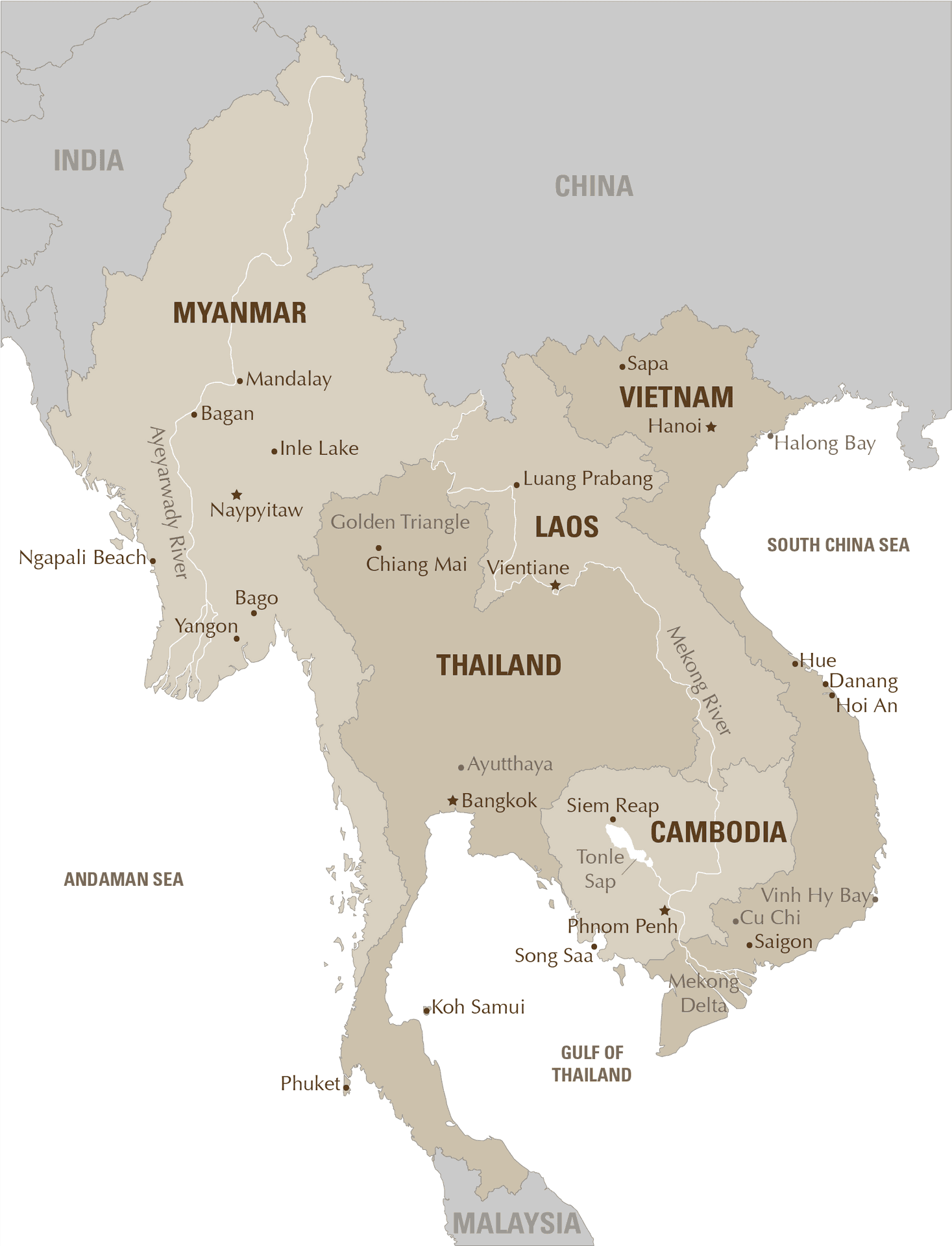 Thailandand Surrounding Countries Map PNG