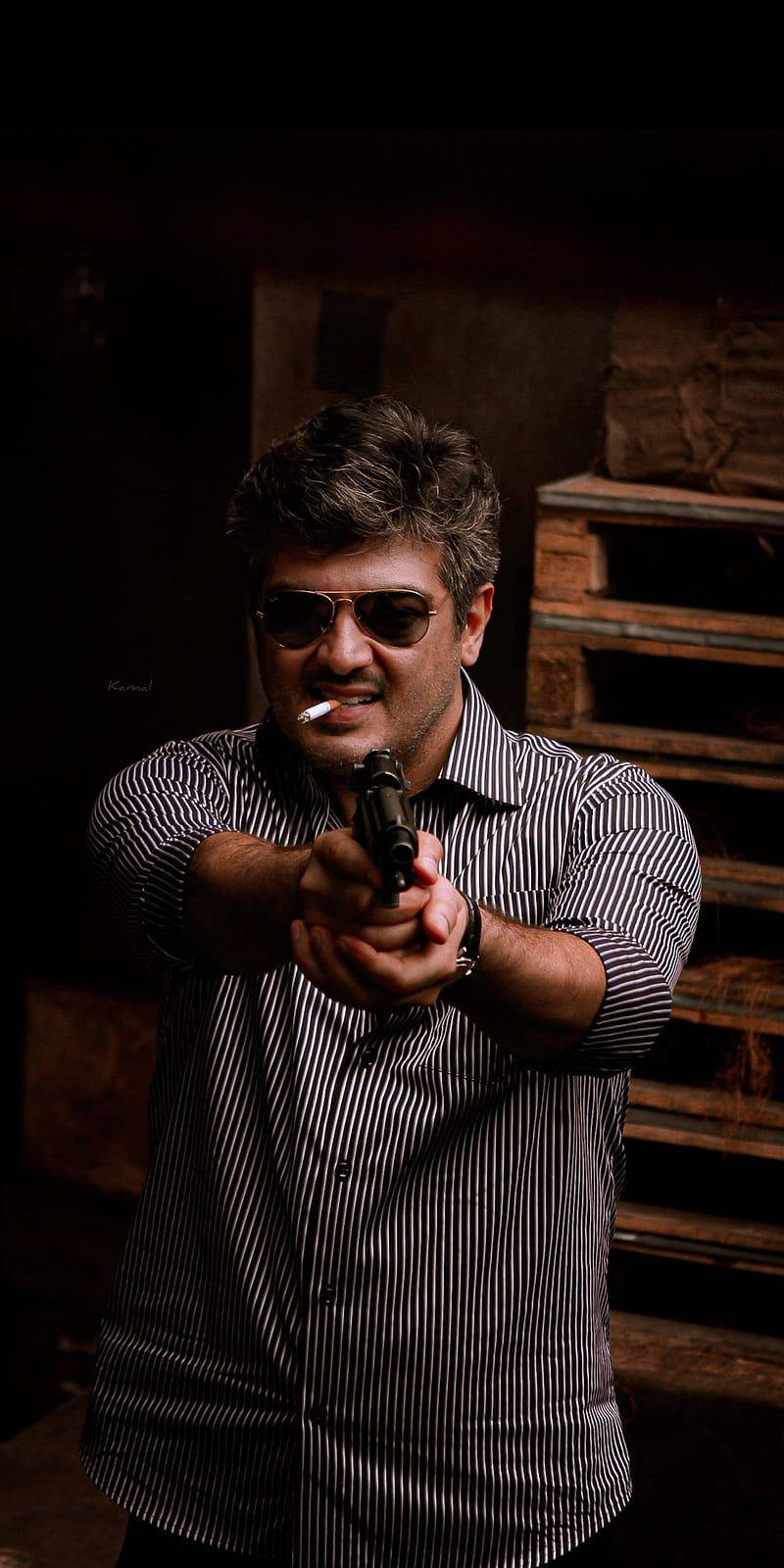 Ajith in a still from the Tamil movie Arrambam