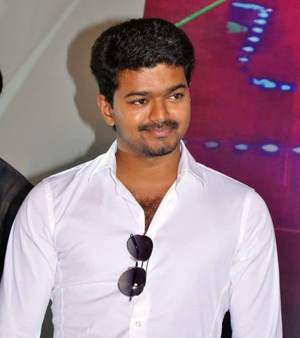 Thalapathy in classic white polo - HD Image Wallpaper