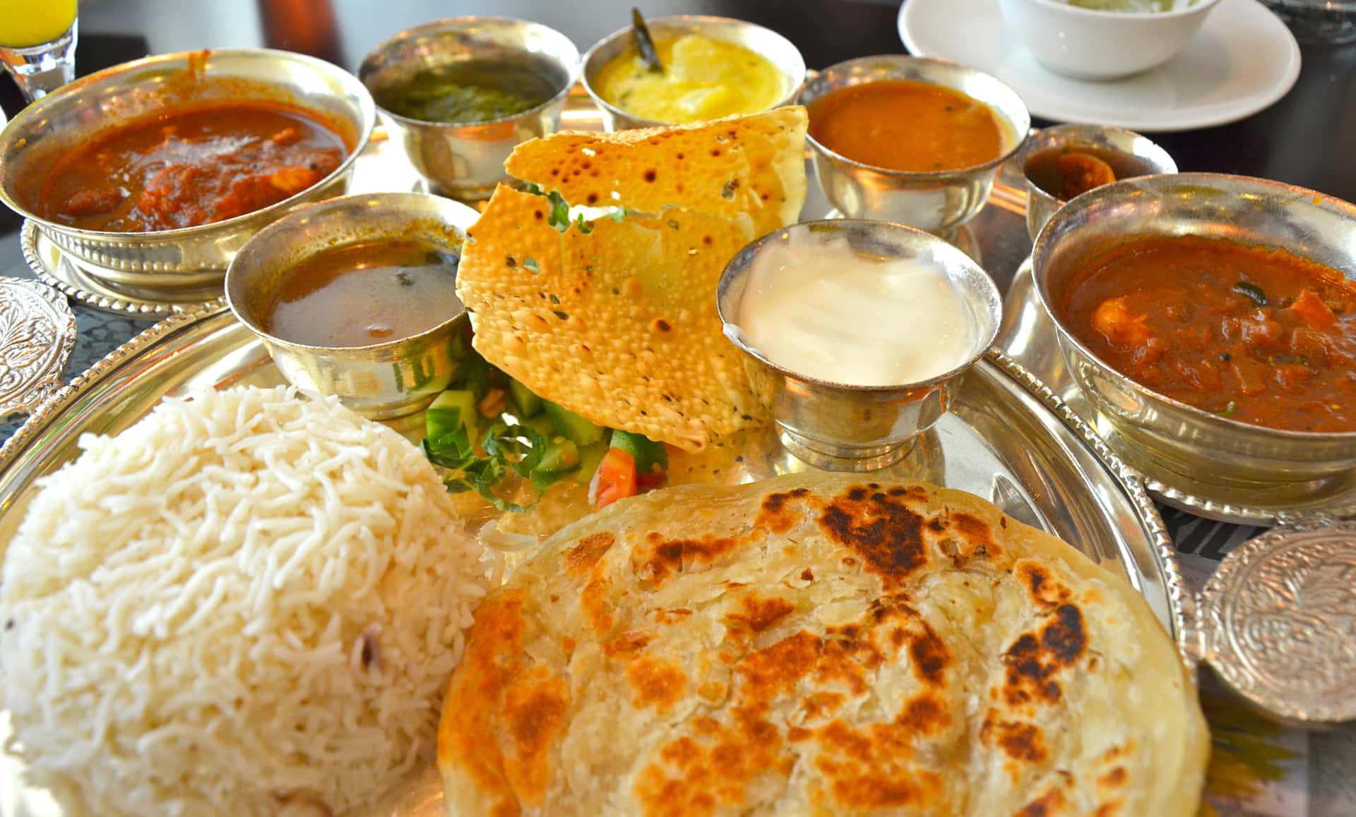Download Thali Indian Food Close Up Shot Wallpaper 