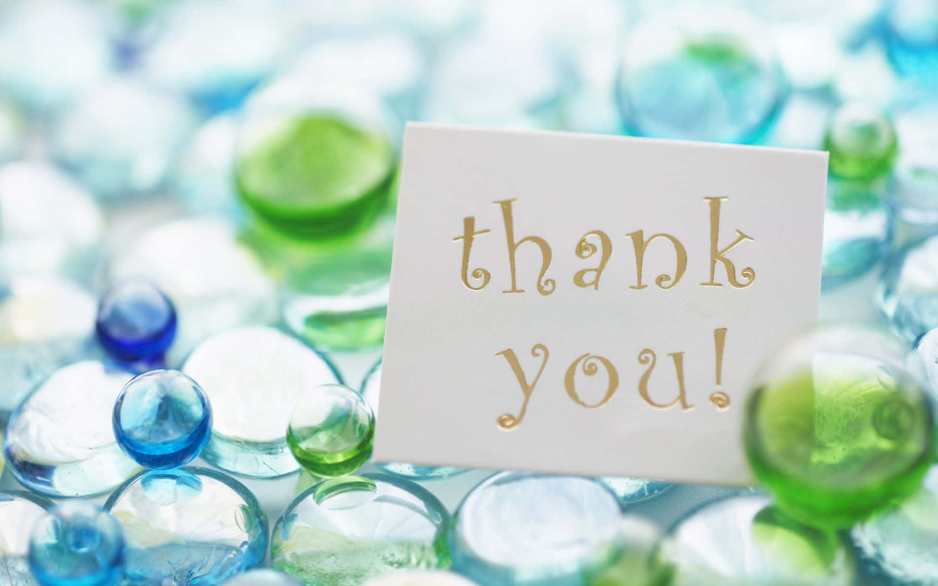 Thank You Card With Blue And Green Beads