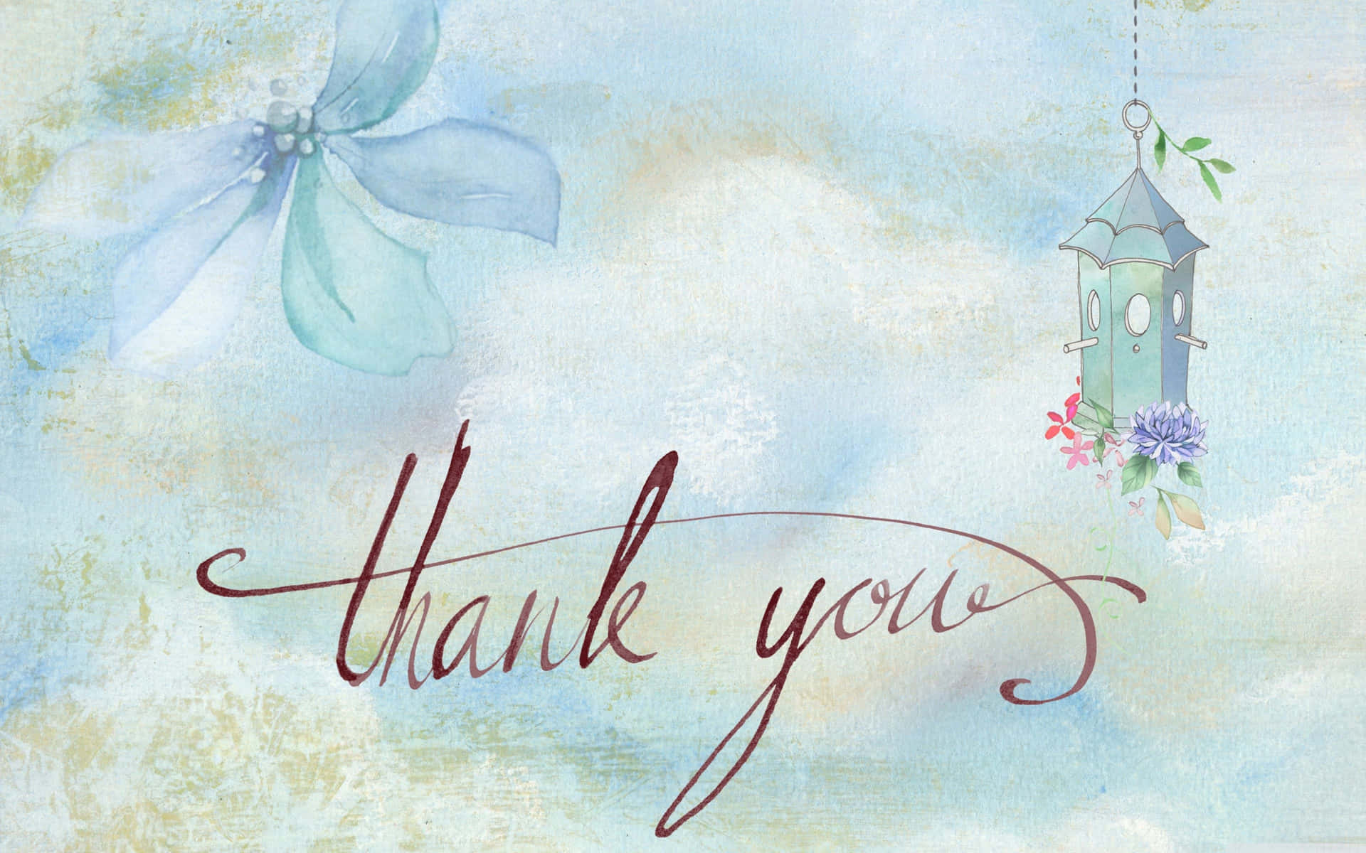A Thank You Card With A Blue Background