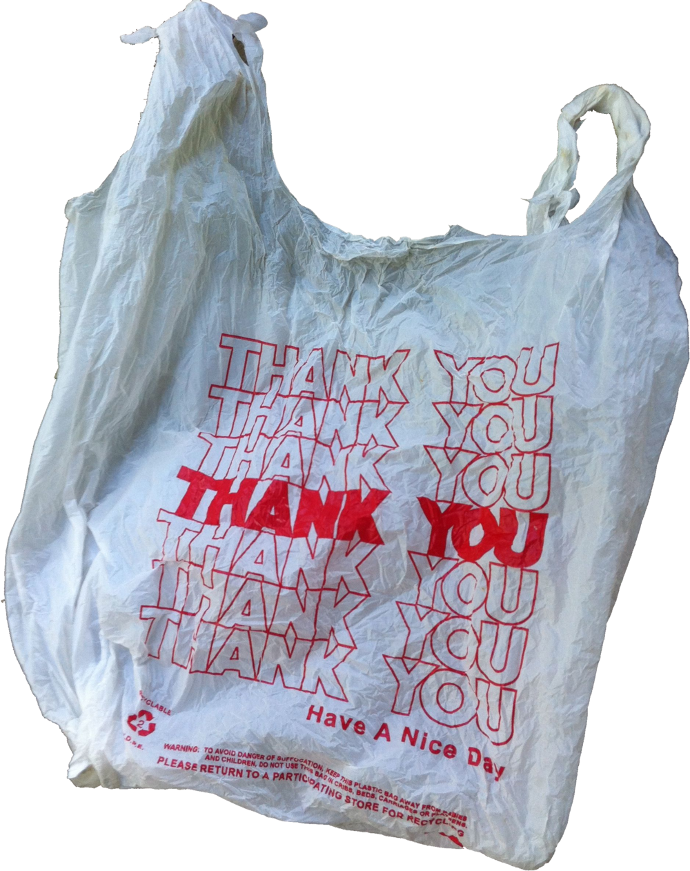 Thank You Plastic Bag Red Text PNG