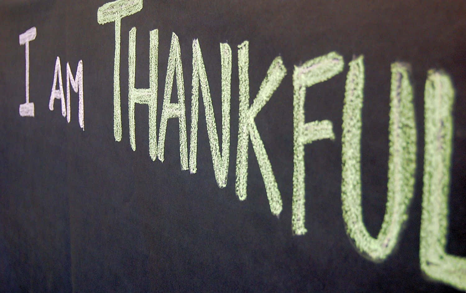 I Am Thankful Written On A Blackboard