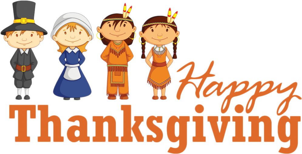 Thanksgiving Cartoon Pilgrimsand Native Americans PNG