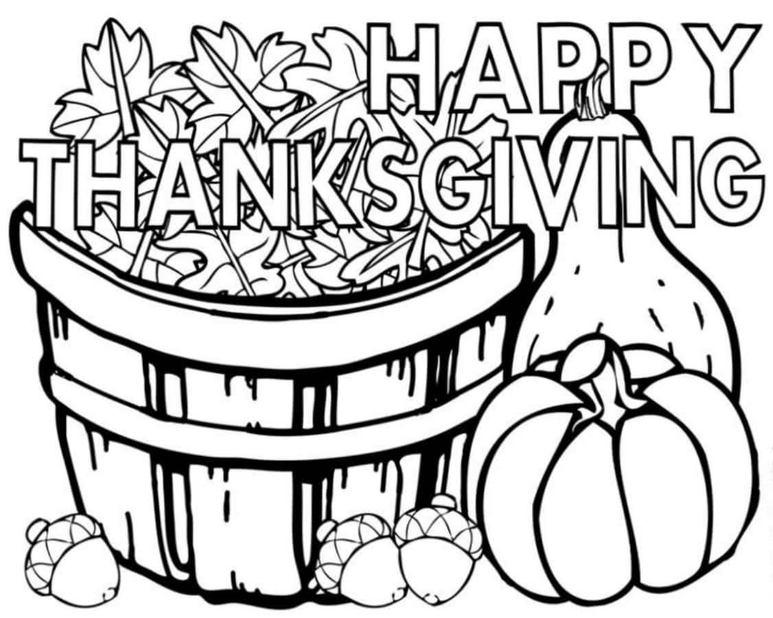Fejre Thanksgiving med sjov ferie farvelægning Wallpaper!