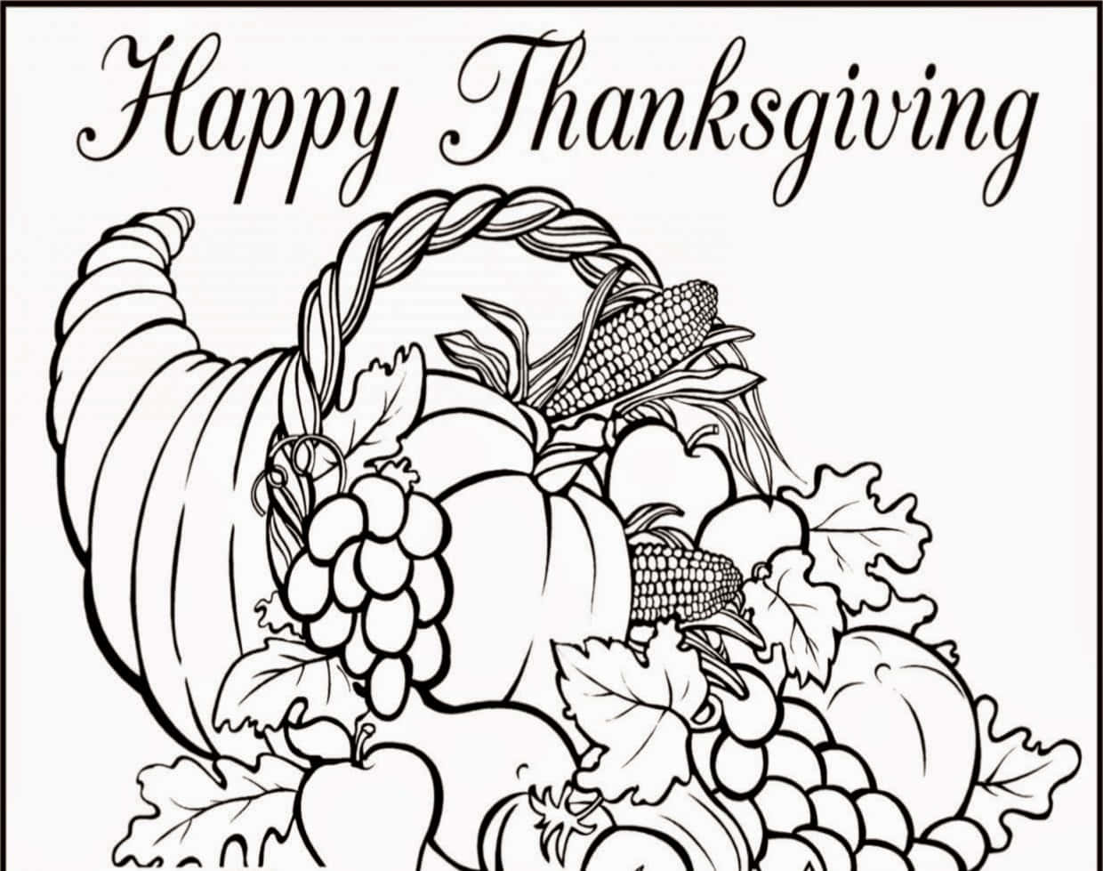 Colorful Thanksgiving themed coloring for children