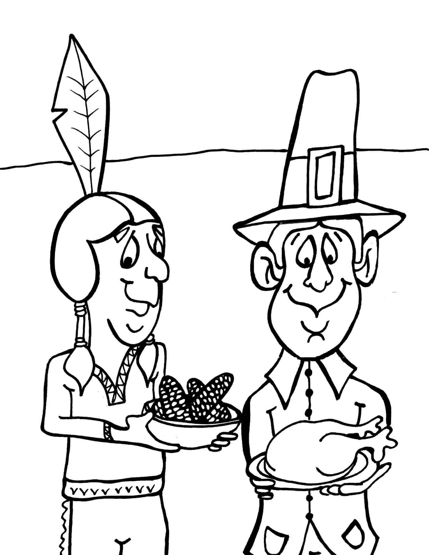 Turkey with autumn leaves, a beautiful Thanksgiving coloring picture