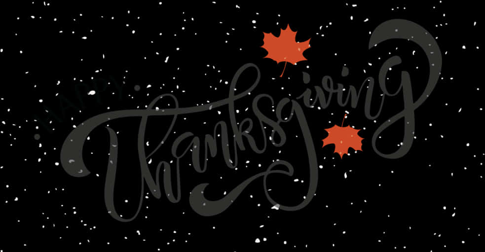 Thanksgiving Cursive Text Falling Leaves PNG