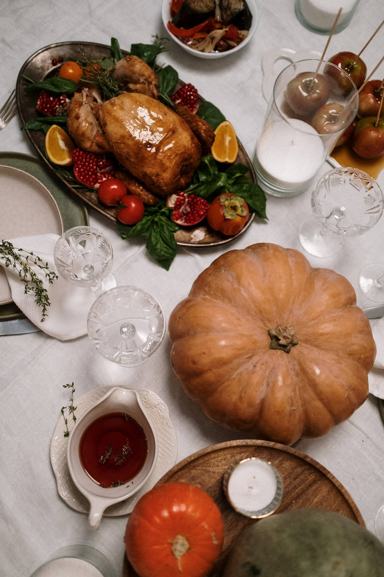 Thanksgiving Day Meal Flat Lay Wallpaper