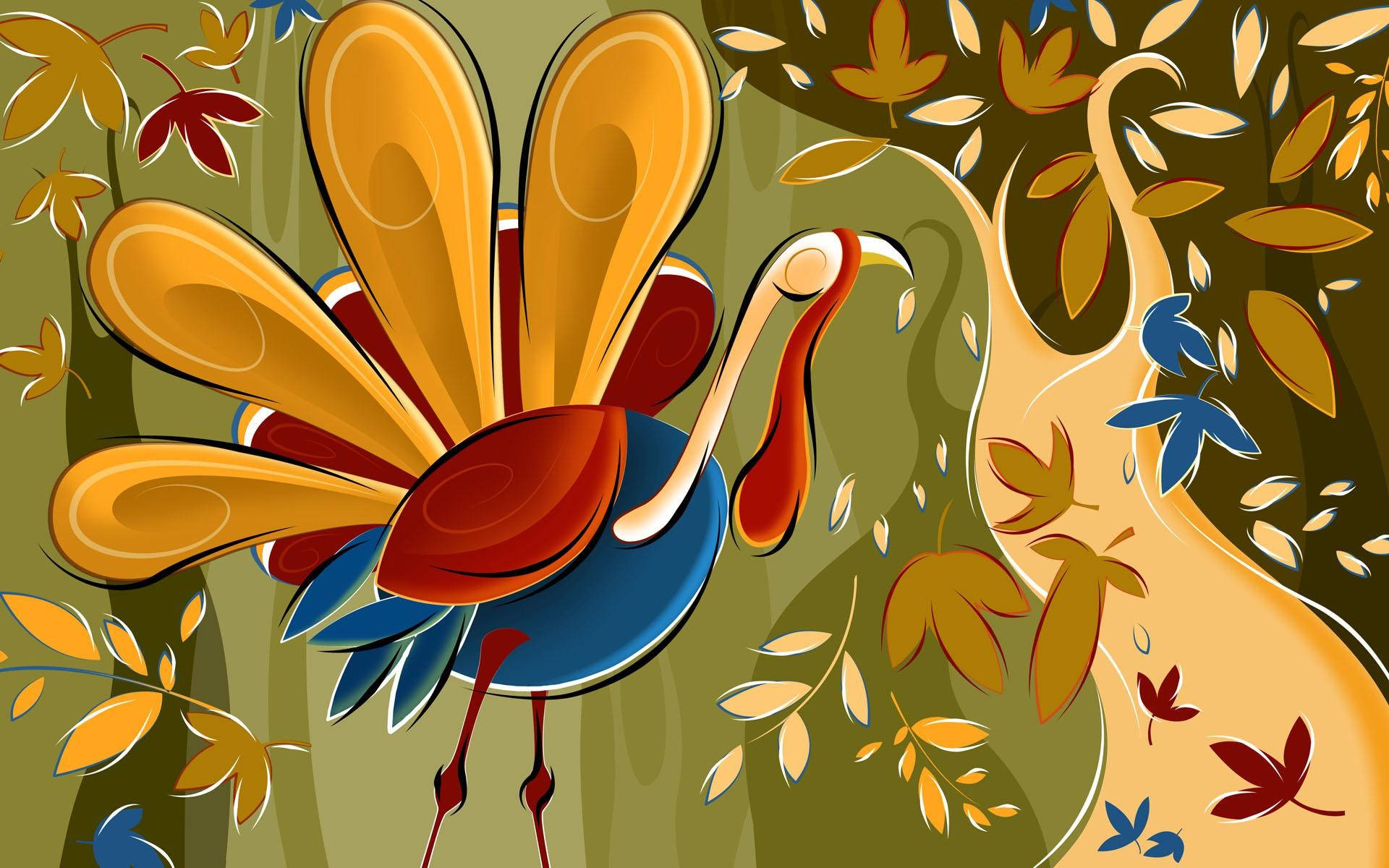 Pinturade Un Pavo Para El Día De Acción De Gracias. Fondo de pantalla