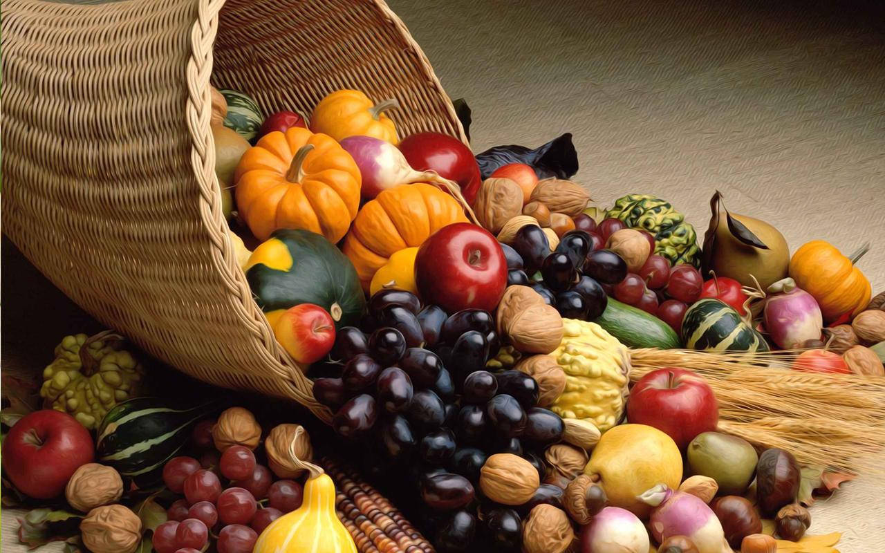 Celebrandoa Colheita De Frutas Do Dia De Ação De Graças. Papel de Parede
