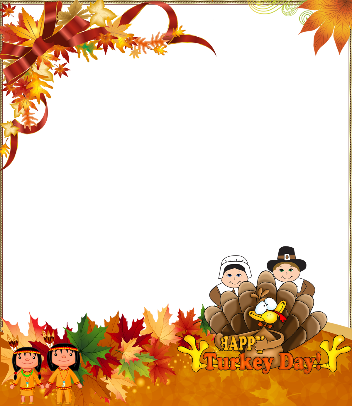 Thanksgiving Greeting Cardwith Cartoon Characters PNG