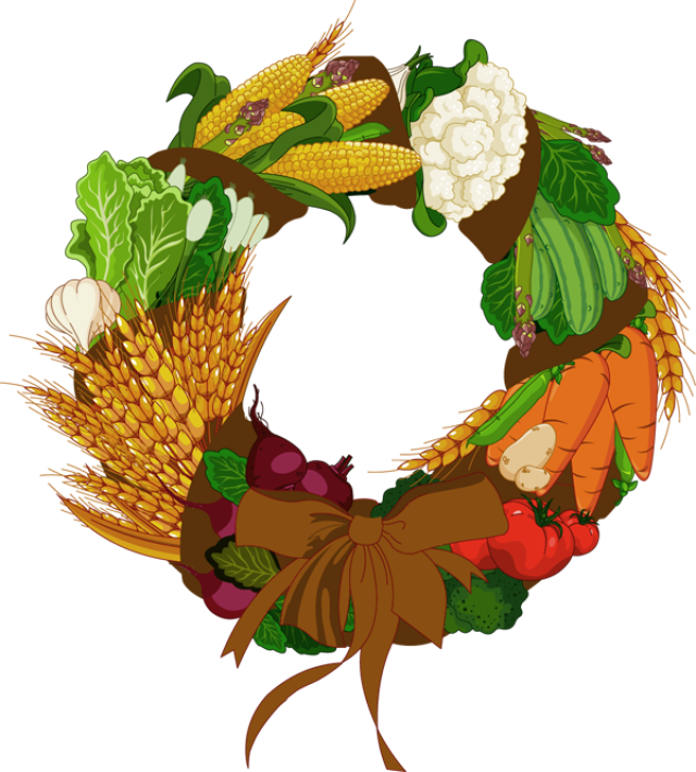 Thanksgiving Harvest Wreath Illustration PNG