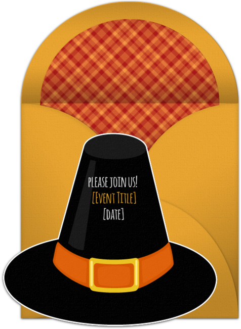 Thanksgiving Invitation Template Pilgrim Hat PNG