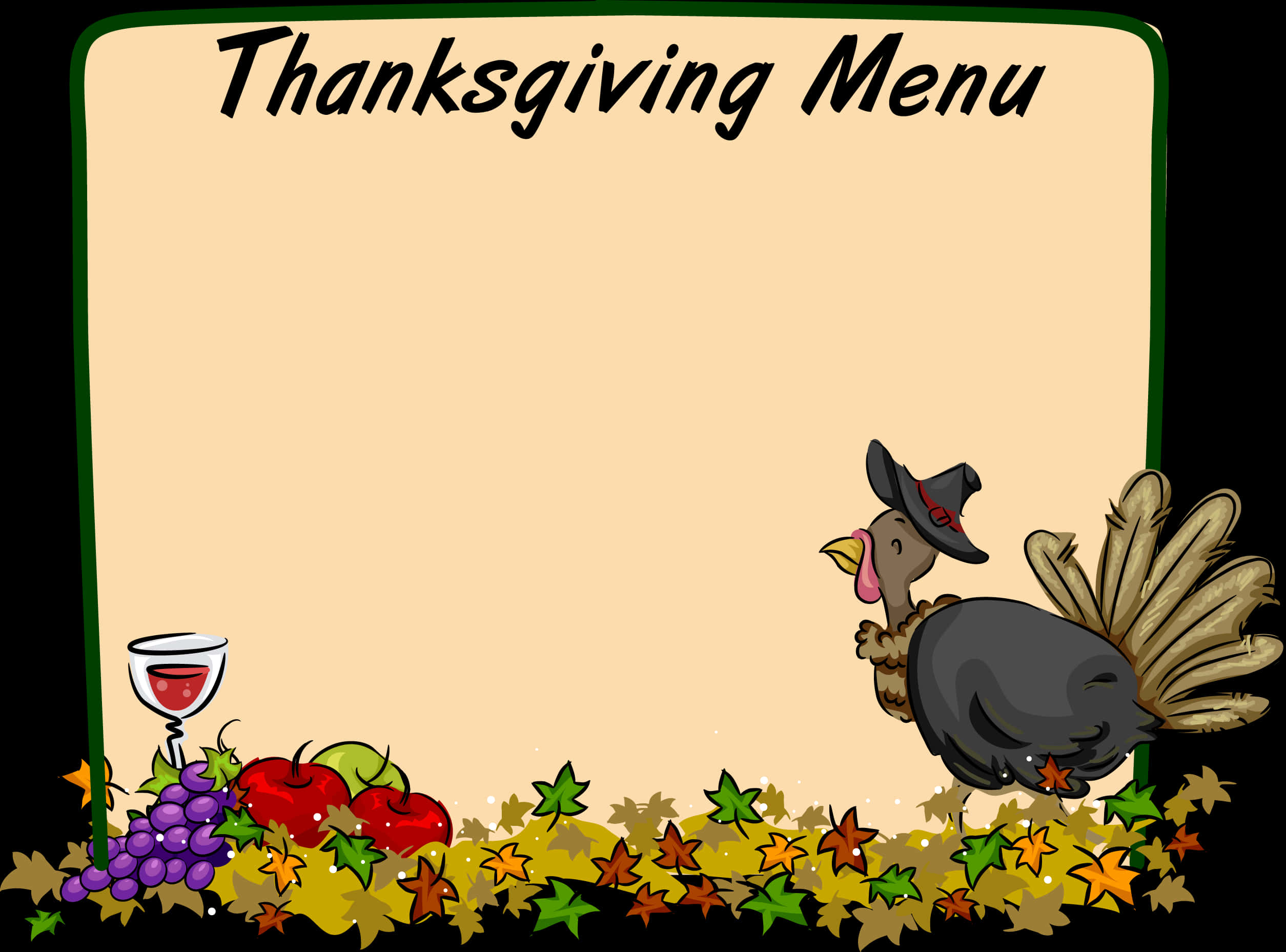 Thanksgiving Menu Templatewith Turkey PNG