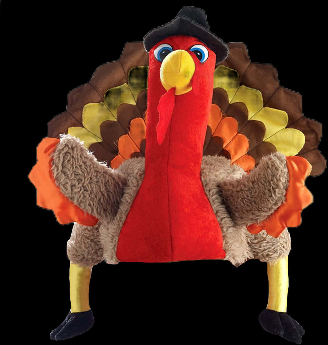 Thanksgiving Plush Turkeywith Hat PNG