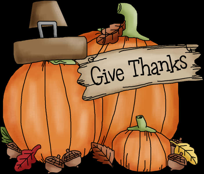 Thanksgiving Pumpkins Give Thanks Banner PNG