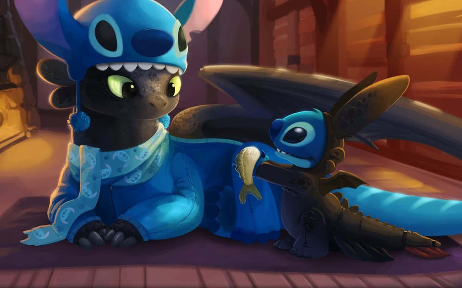 Thanksgiving_ Stitch_and_ Friend_ Sharing_ Moment Wallpaper