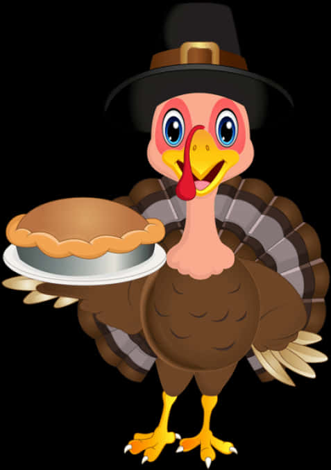 Thanksgiving Turkey Cartoonwith Pie PNG