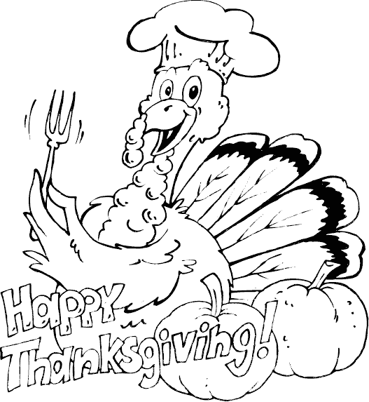 Thanksgiving Turkey Chef Coloring Page PNG