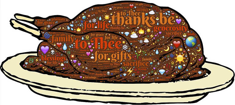 Thanksgiving Turkey Word Art PNG