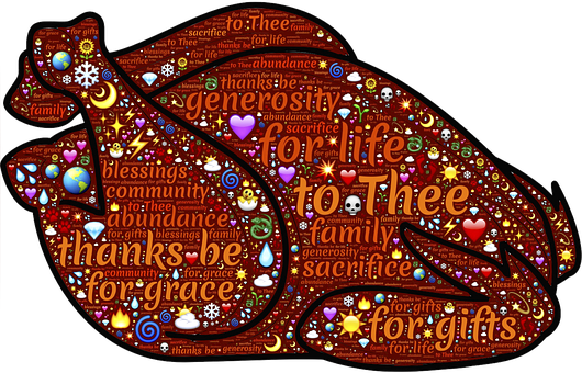 Thanksgiving Turkey Word Art PNG