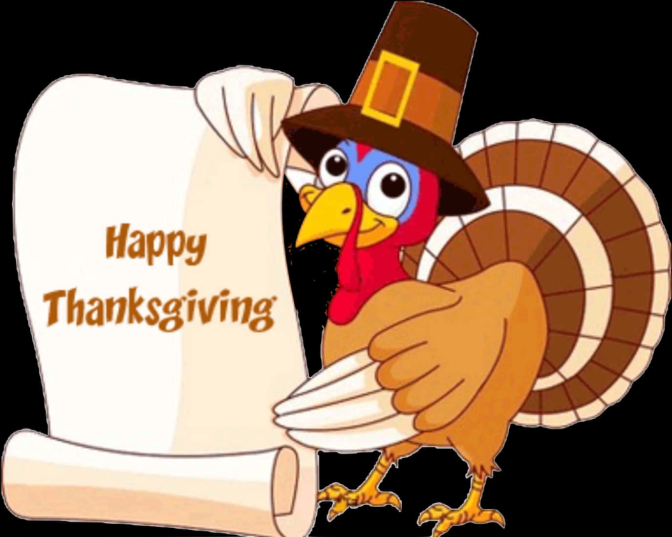 Thanksgiving Turkeywith Scroll PNG