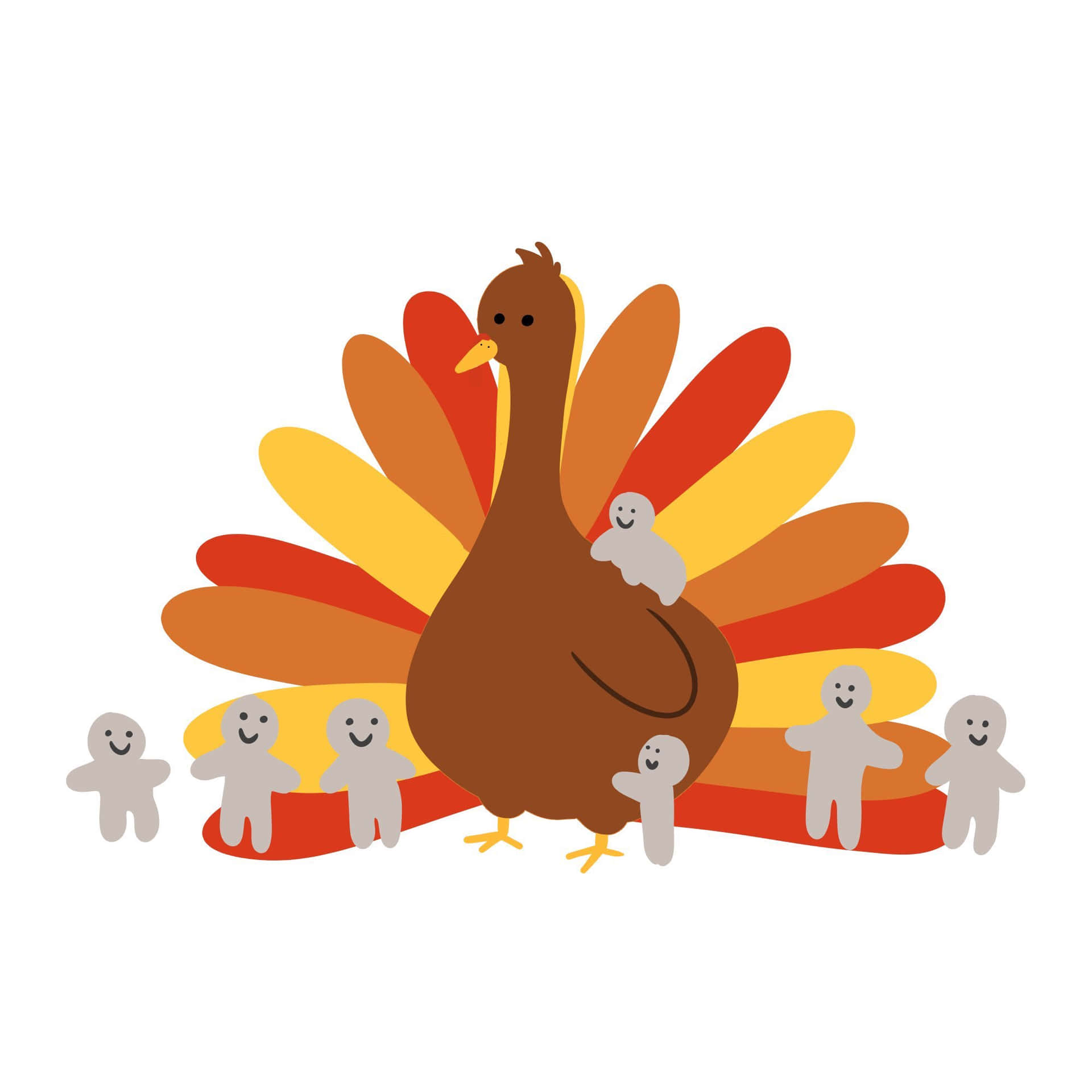 Thanksgiving Zoom Background Cartoon Turkey Surrounded By Smiling People