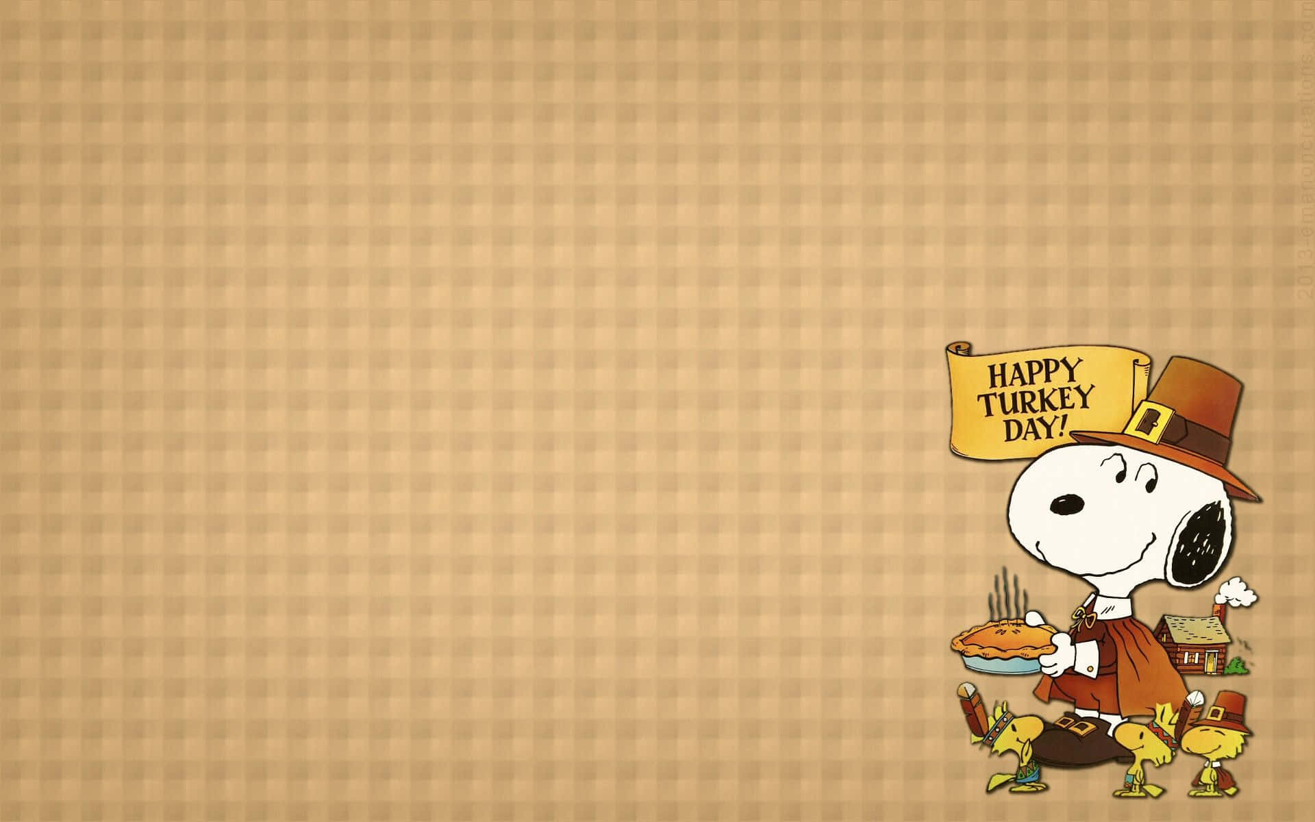 Tak for Thanksgiving Zoom-baggrund Snoopy Glade Tyrkays Dag!