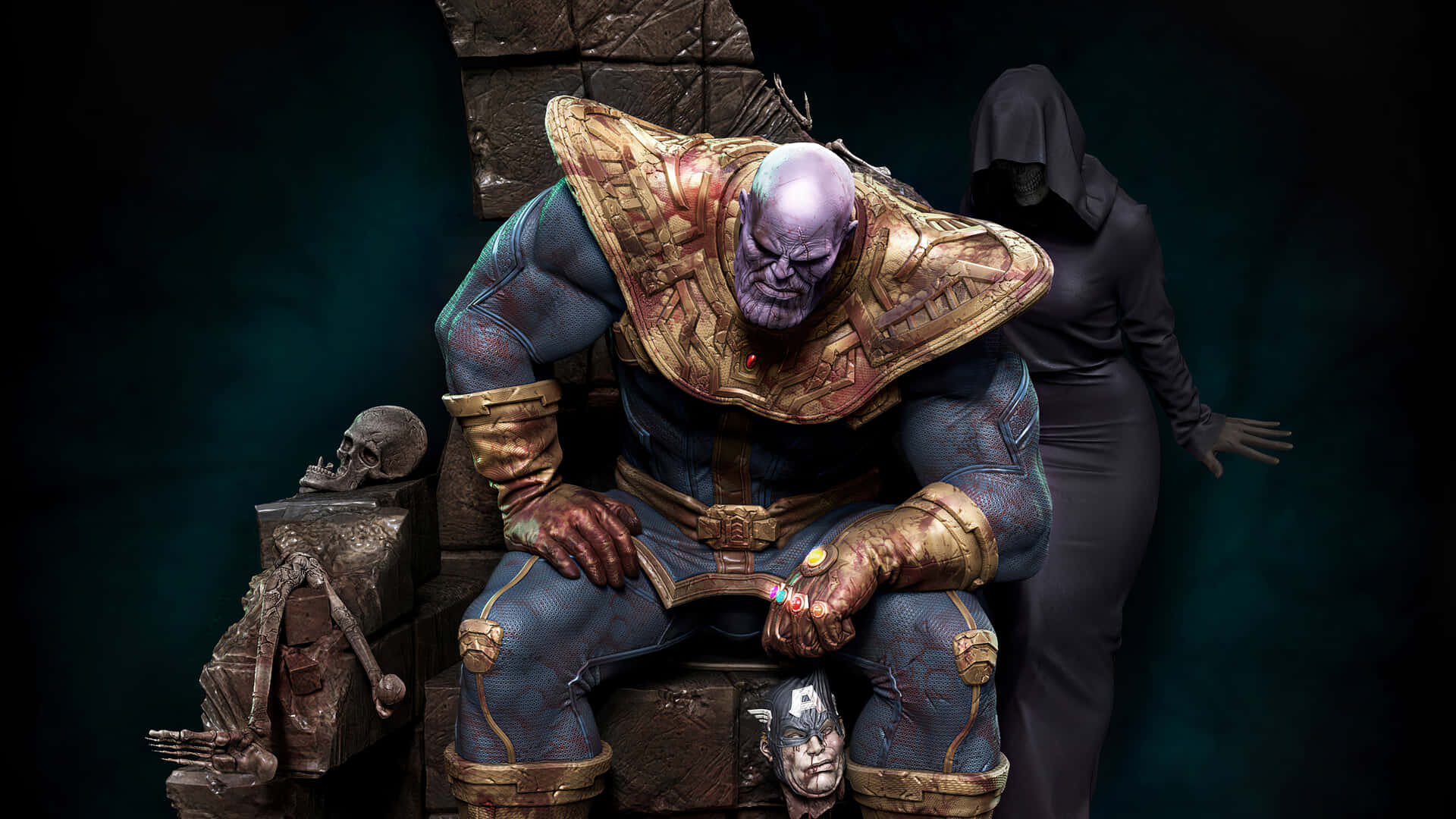 Thanos - En Kraftfuld Superskurk Tapet Wallpaper