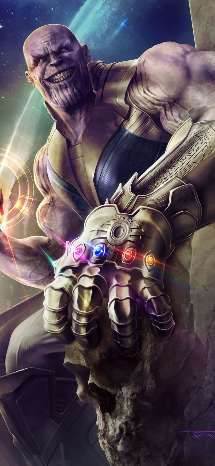Thanos 4k Digital Scary Smiling Phone Wallpaper