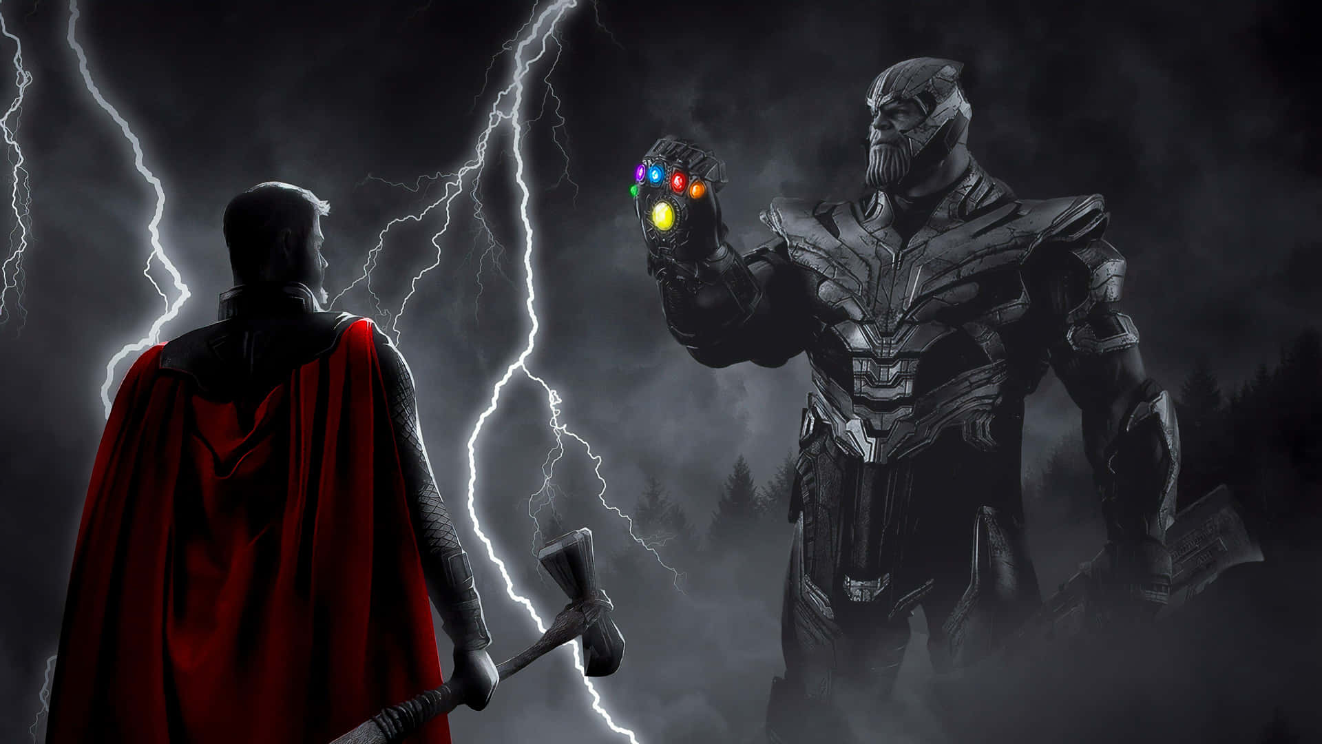 Thanos4k Digitale Thor Mantello Rosso Sfondo
