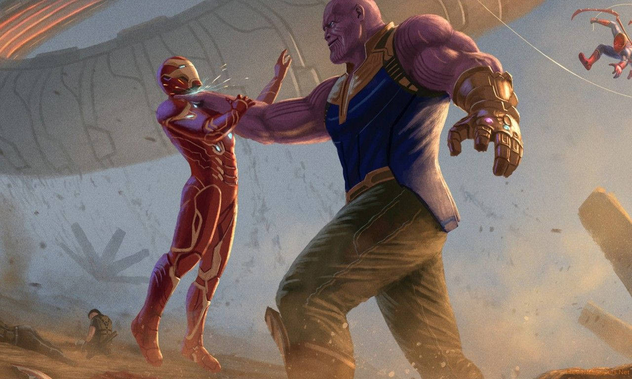 An Epic Battle - Thanos Versus Iron Man Wallpaper