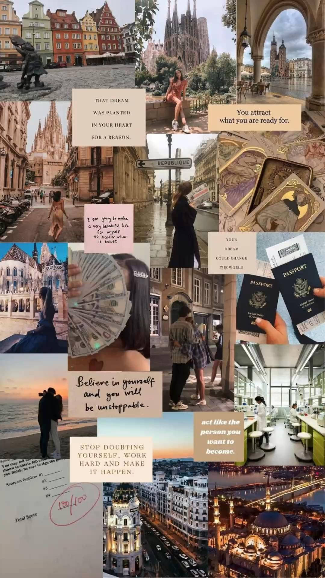 That Girl Aesthetic Travel Collage Wallpaper