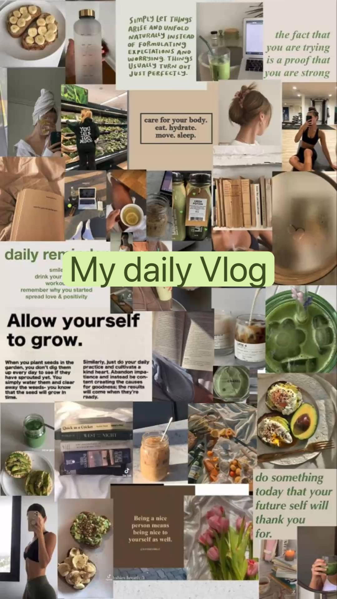 That Girl Aesthetic Daily Vlog Collage Wallpaper
