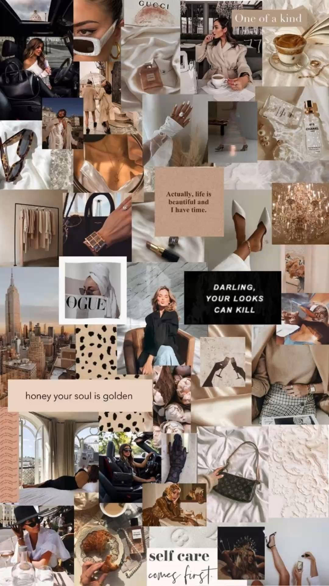 Brown That Girl Aesthetic Collage Wallpaper