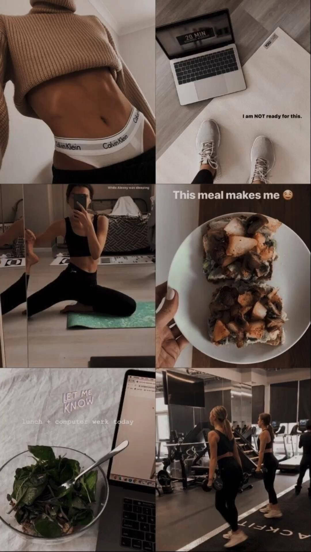 That Girl Aesthetic Yoga Collage Wallpaper