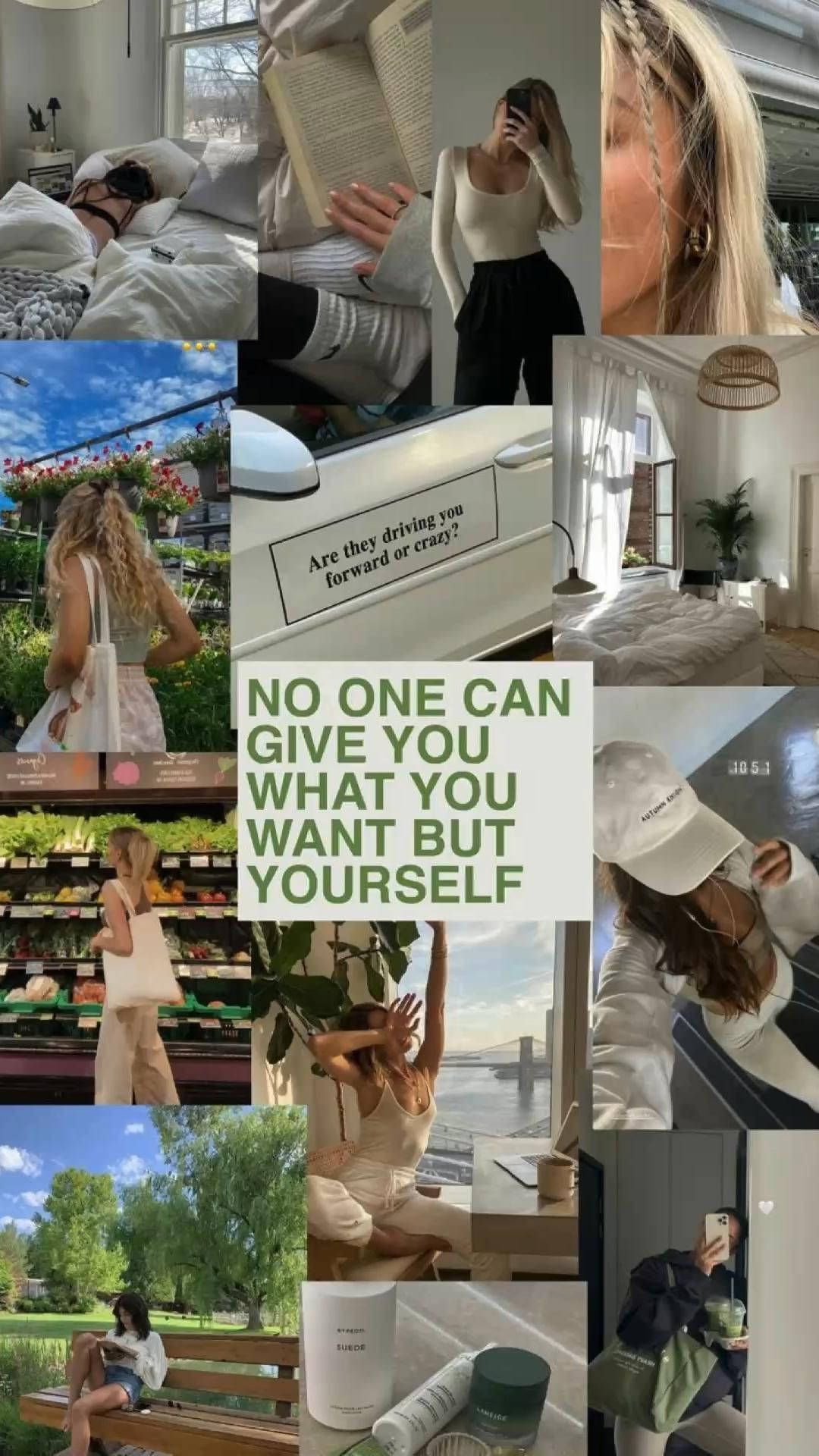 That Girl Aesthetic Quote And Collage Wallpaper